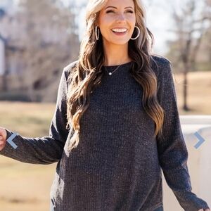Chic Soul Gray Long Sleeve Top